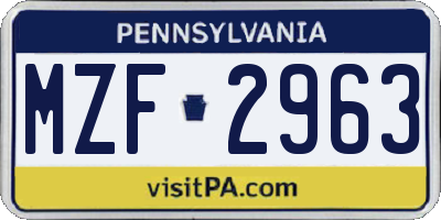 PA license plate MZF2963