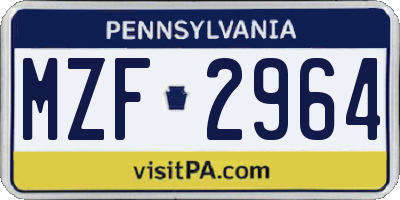 PA license plate MZF2964