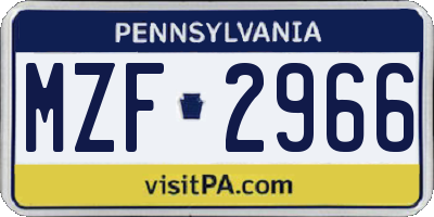 PA license plate MZF2966