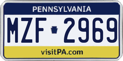 PA license plate MZF2969