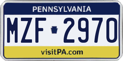 PA license plate MZF2970
