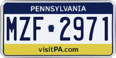 PA license plate MZF2971
