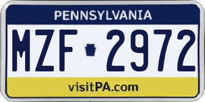 PA license plate MZF2972