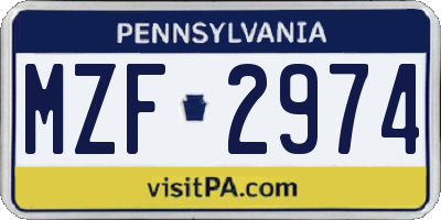 PA license plate MZF2974