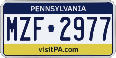 PA license plate MZF2977
