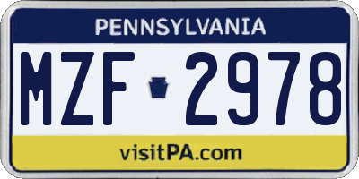 PA license plate MZF2978