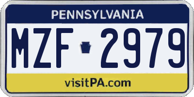 PA license plate MZF2979
