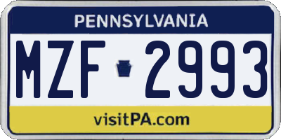 PA license plate MZF2993