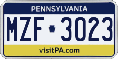PA license plate MZF3023