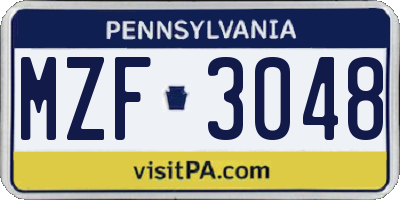 PA license plate MZF3048