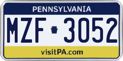 PA license plate MZF3052