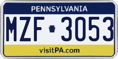 PA license plate MZF3053