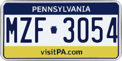 PA license plate MZF3054
