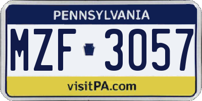 PA license plate MZF3057