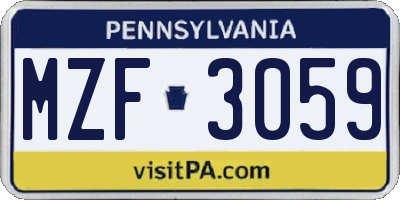 PA license plate MZF3059
