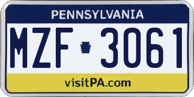 PA license plate MZF3061