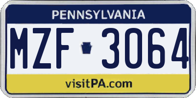 PA license plate MZF3064
