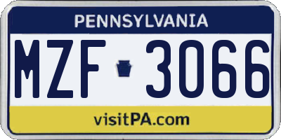 PA license plate MZF3066