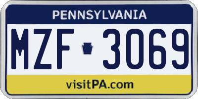 PA license plate MZF3069