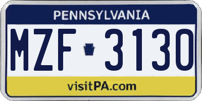 PA license plate MZF3130