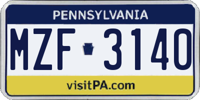 PA license plate MZF3140