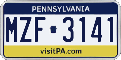 PA license plate MZF3141