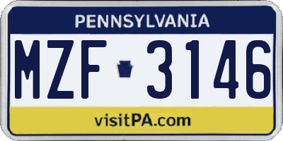 PA license plate MZF3146