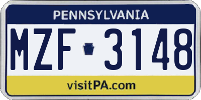 PA license plate MZF3148