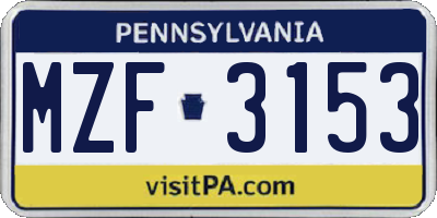 PA license plate MZF3153