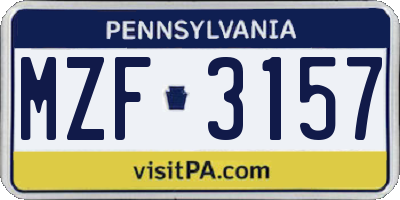 PA license plate MZF3157