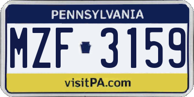 PA license plate MZF3159