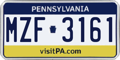 PA license plate MZF3161