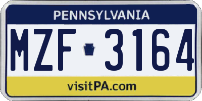 PA license plate MZF3164