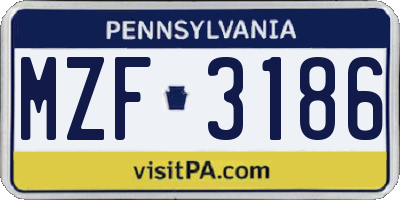 PA license plate MZF3186