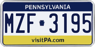 PA license plate MZF3195