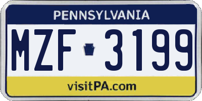 PA license plate MZF3199