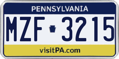 PA license plate MZF3215