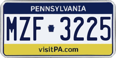 PA license plate MZF3225
