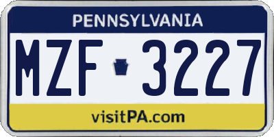 PA license plate MZF3227