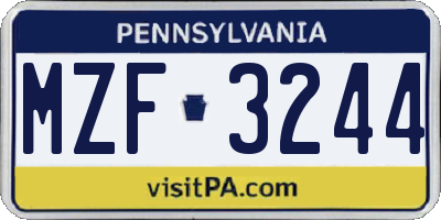 PA license plate MZF3244