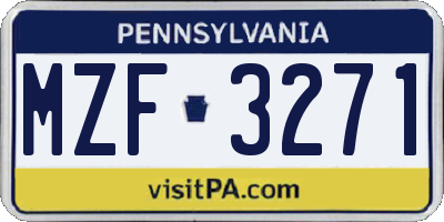 PA license plate MZF3271