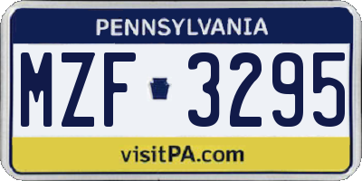 PA license plate MZF3295