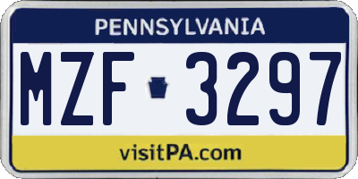 PA license plate MZF3297
