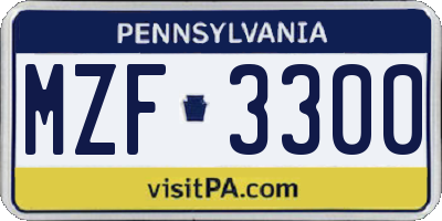 PA license plate MZF3300