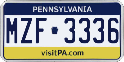 PA license plate MZF3336