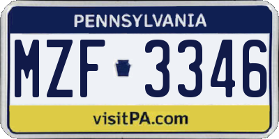 PA license plate MZF3346