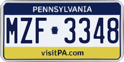PA license plate MZF3348