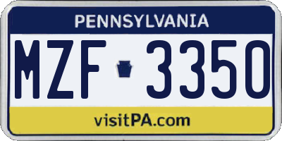 PA license plate MZF3350