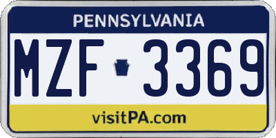 PA license plate MZF3369