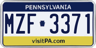 PA license plate MZF3371